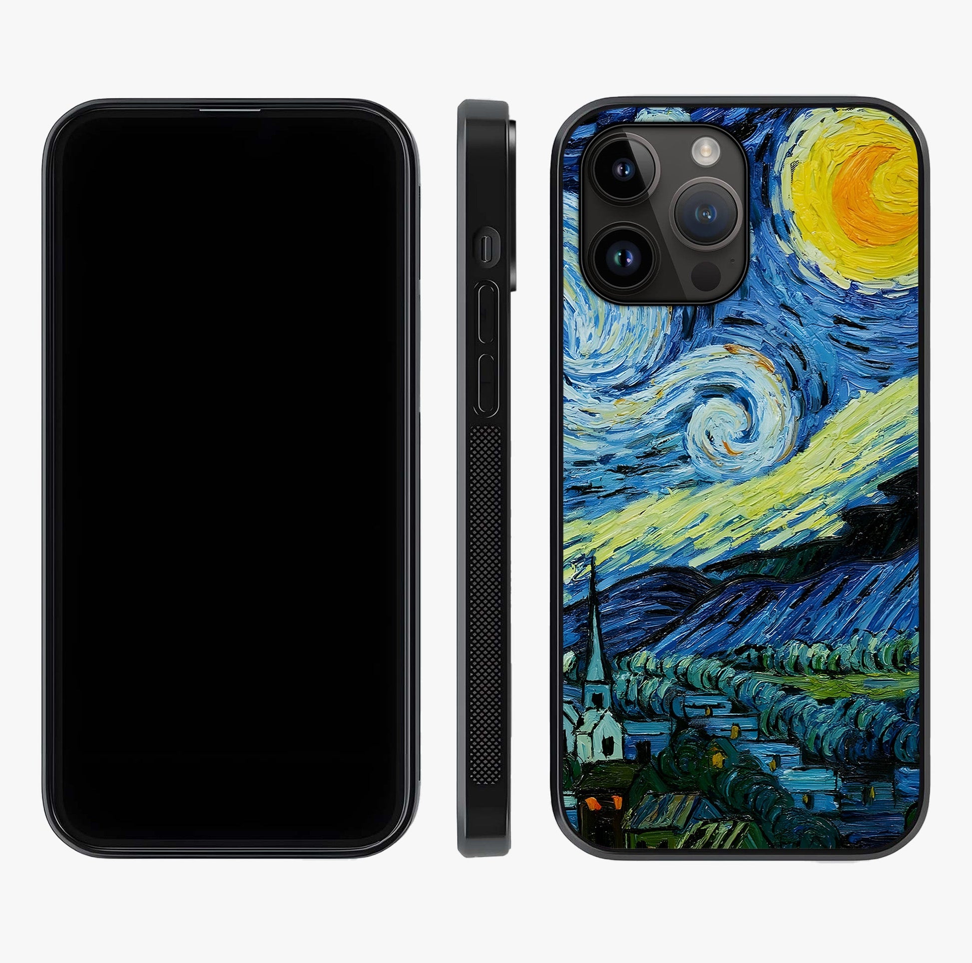 Van Gogh Art Glass Case displayed upright for full design visibility and premium finish.