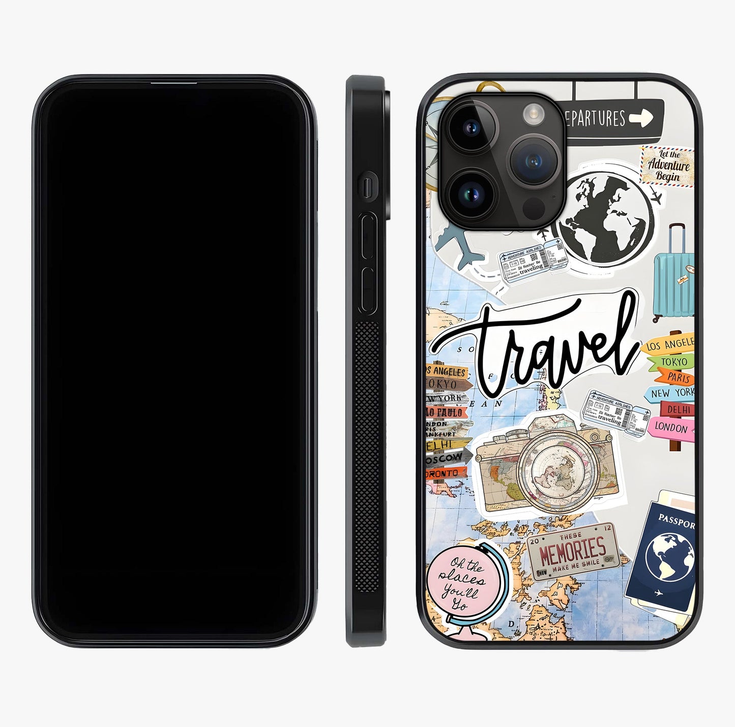 Wanderlust Journal Glass Case displayed upright for full design visibility and premium finish.