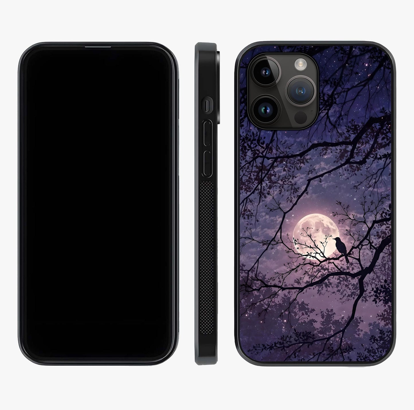 Whispering Moon Silence Glass Case displayed upright for full design visibility and premium finish.