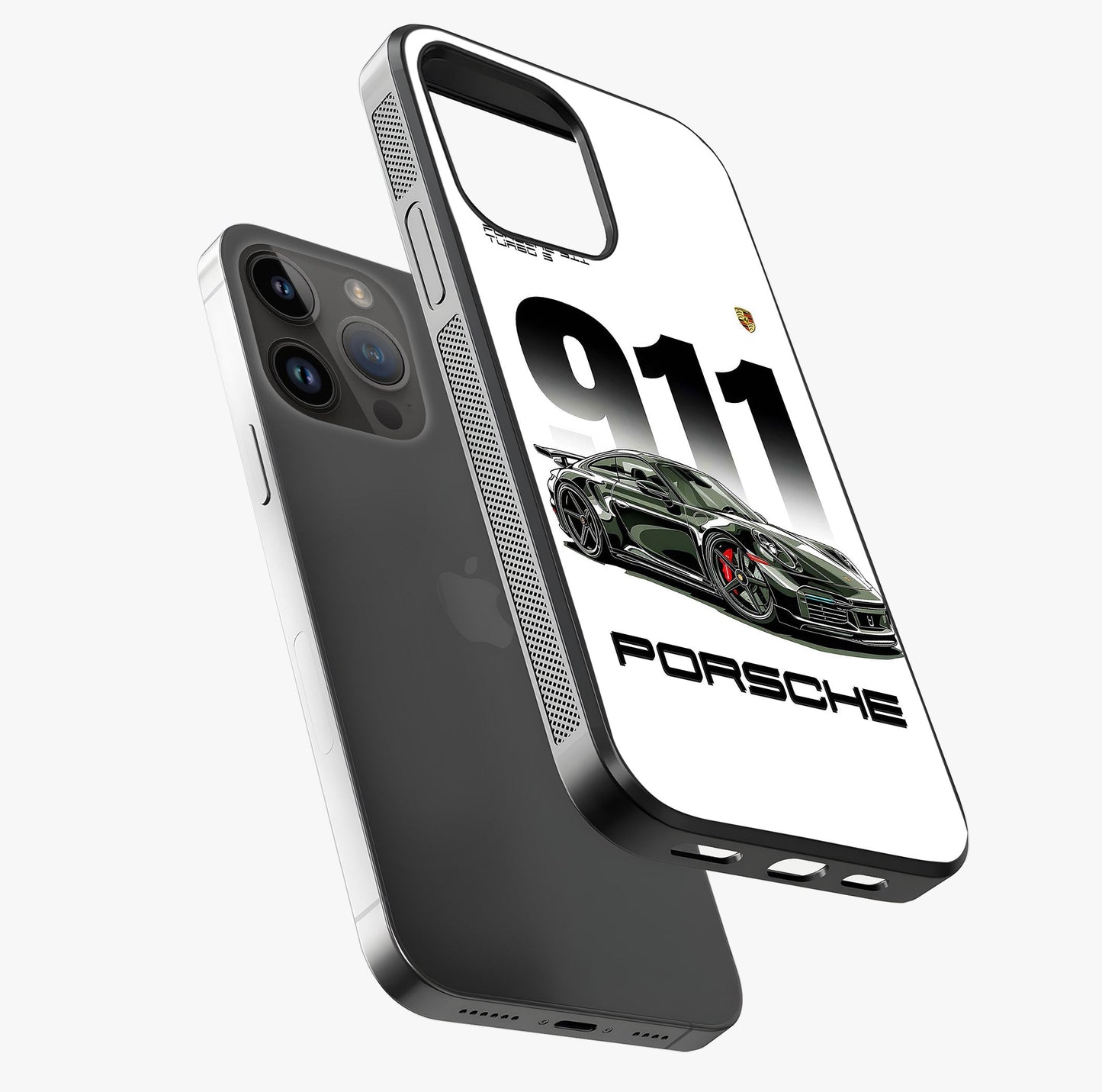 911 Turbo Dominance Glass Case laid diagonally highlighting side profile, edges and glossy glass shine.