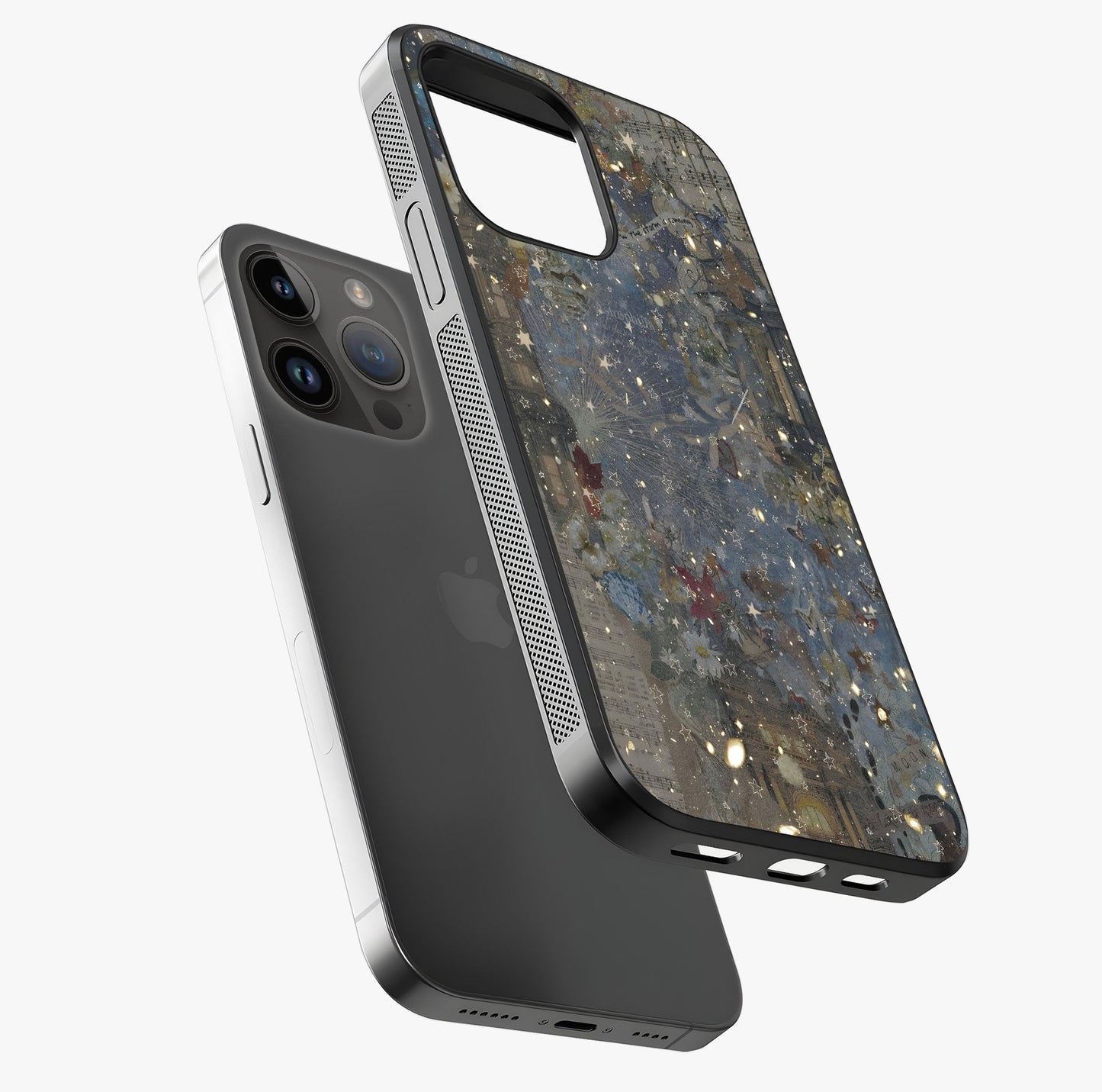 Aesthetic Astrolophia Glass Case laid diagonally highlighting side profile, edges and glossy glass shine.