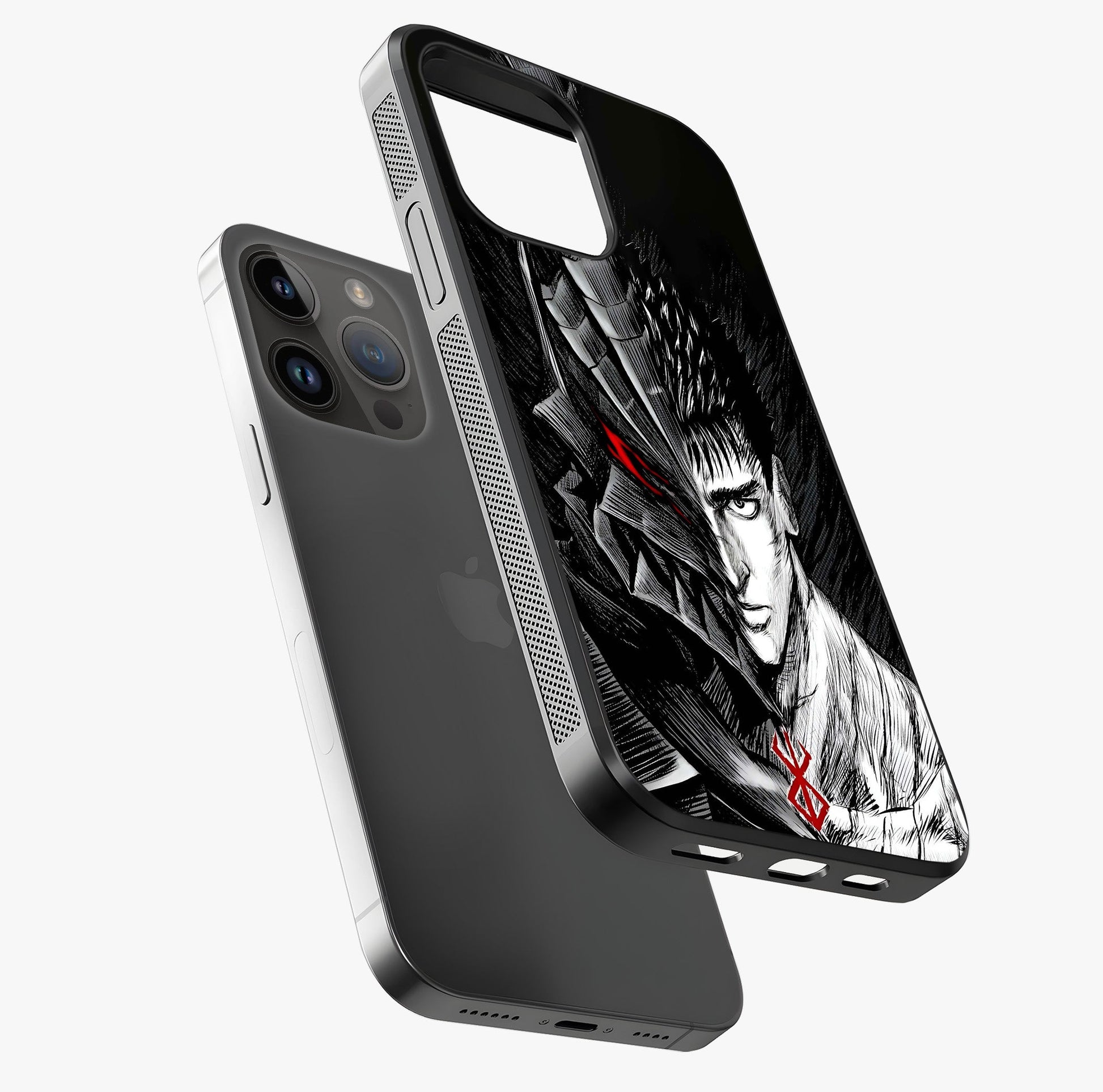 Berserker Blood Oath Glass Case laid diagonally highlighting side profile, edges and glossy glass shine.