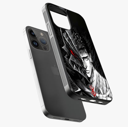 Berserker Blood Oath Glass Case laid diagonally highlighting side profile, edges and glossy glass shine.