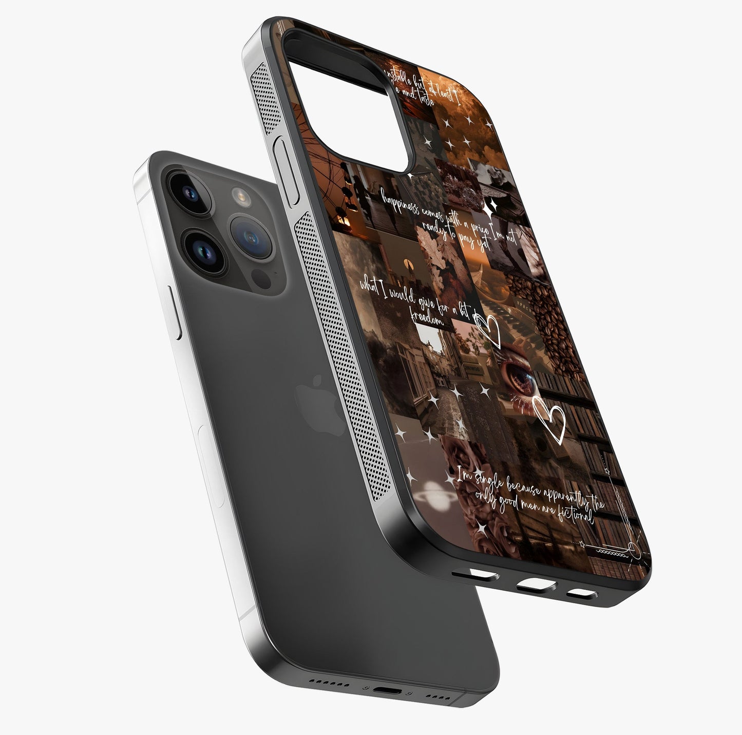 Bittersweet Aesthetic Chaos Glass Case laid diagonally highlighting side profile, edges and glossy glass shine.