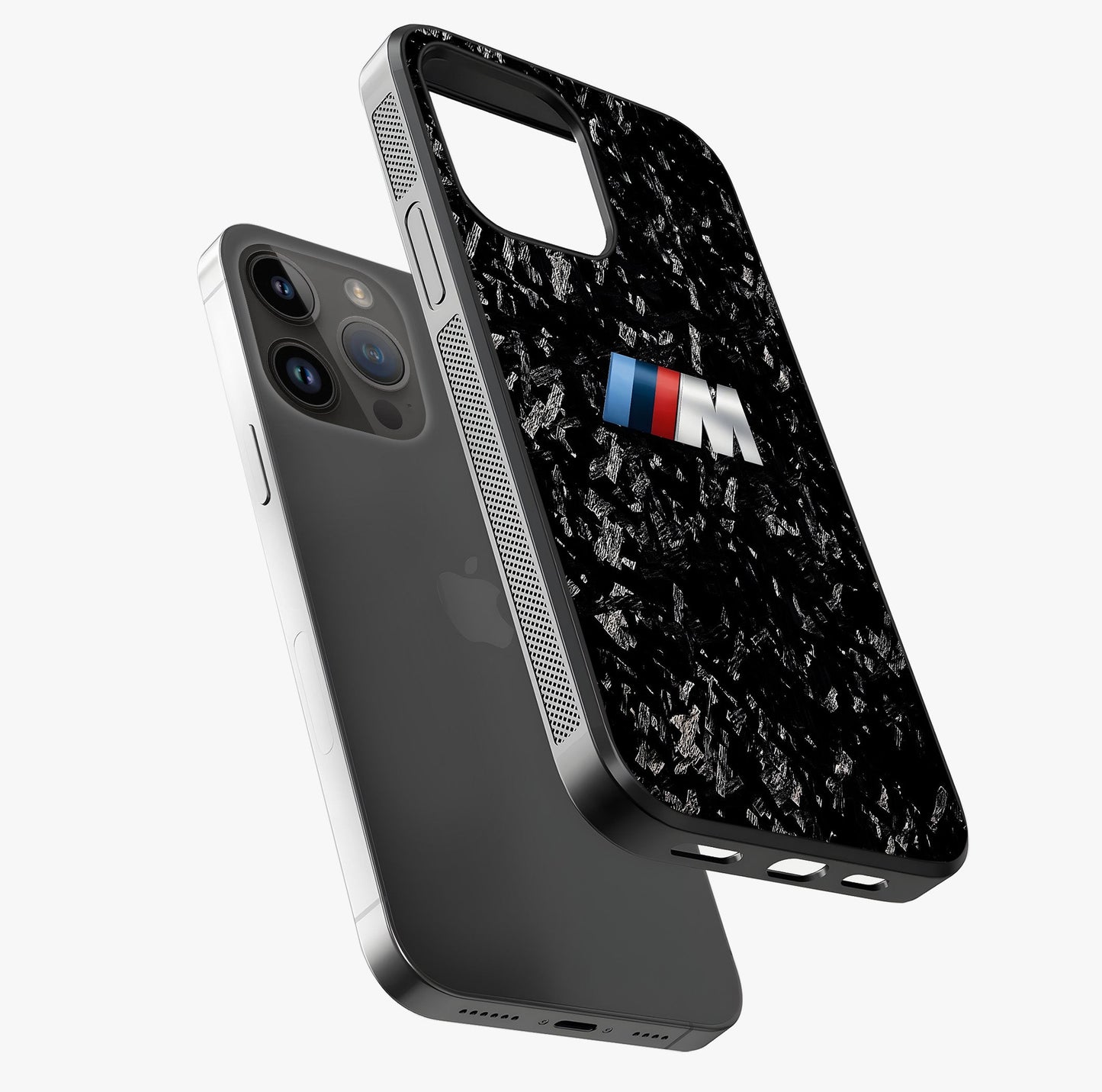 Carbon Speed Mark Glass Case laid diagonally highlighting side profile, edges and glossy glass shine.