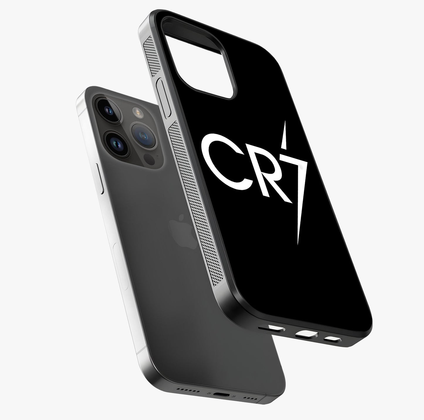 Cr7 Elite Strike Glass Case laid diagonally highlighting side profile, edges and glossy glass shine.