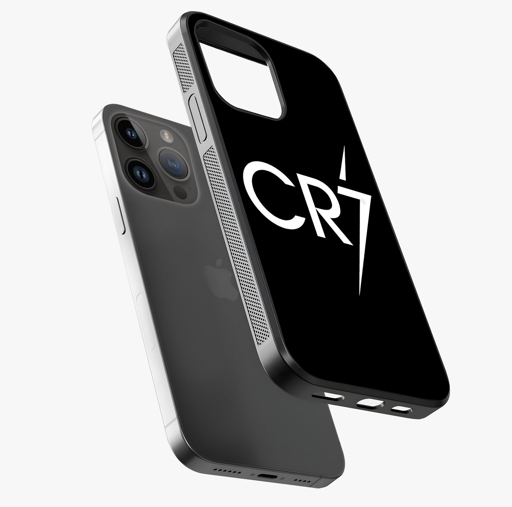 Cr7 Elite Strike Glass Case laid diagonally highlighting side profile, edges and glossy glass shine.