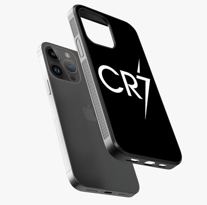 Cr7 Elite Strike Glass Case laid diagonally highlighting side profile, edges and glossy glass shine.