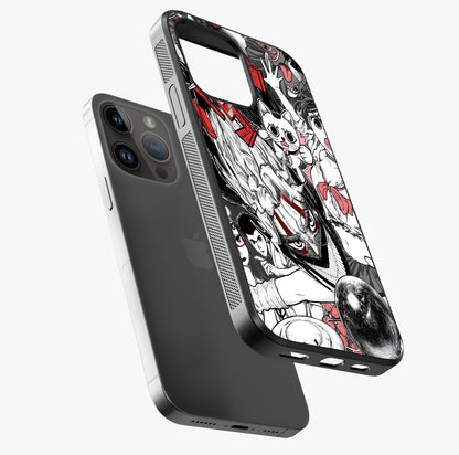 Crimson Chaos Panel Glass Case laid diagonally highlighting side profile, edges and glossy glass shine.