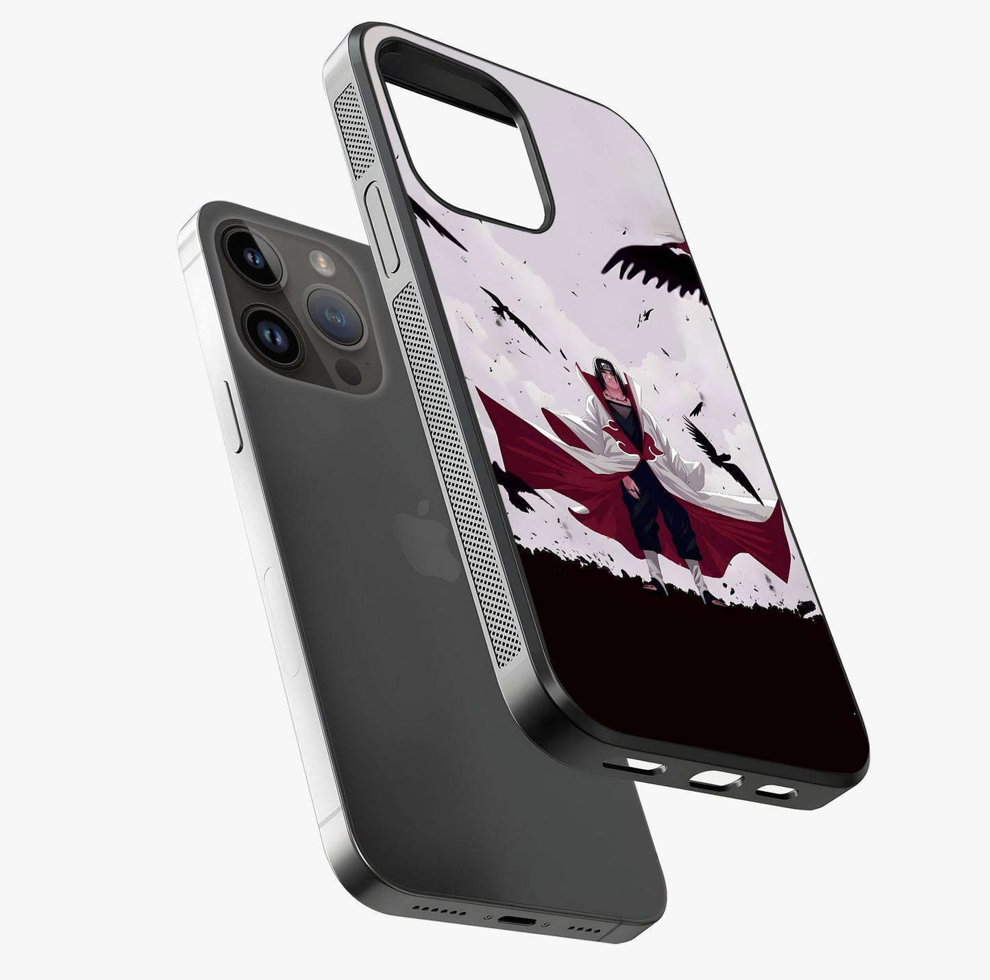 Crimson Crow Ascension Glass Case laid diagonally highlighting side profile, edges and glossy glass shine.