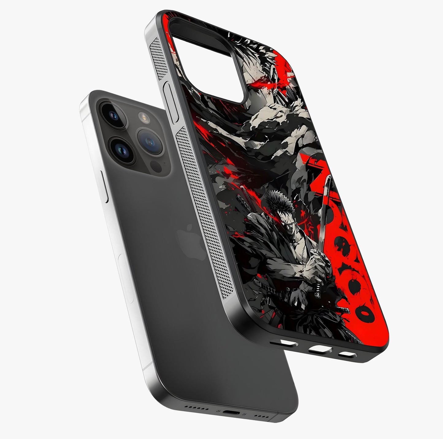 Demon Sword Resolve Glass Case laid diagonally highlighting side profile, edges and glossy glass shine.