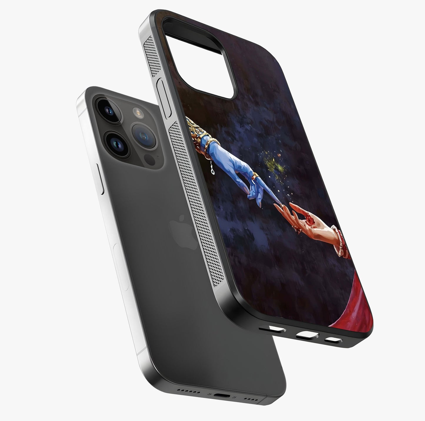 Divine Touch Eternal Glass Case laid diagonally highlighting side profile, edges and glossy glass shine.
