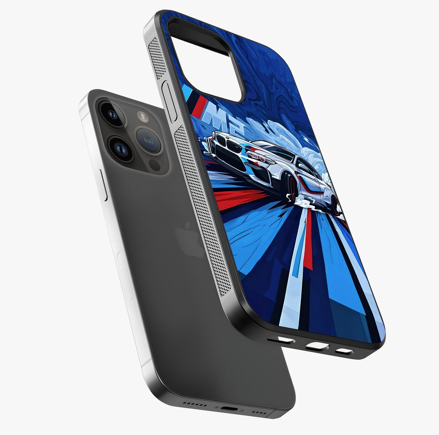 Drift Power Rush Glass Case laid diagonally highlighting side profile, edges and glossy glass shine.