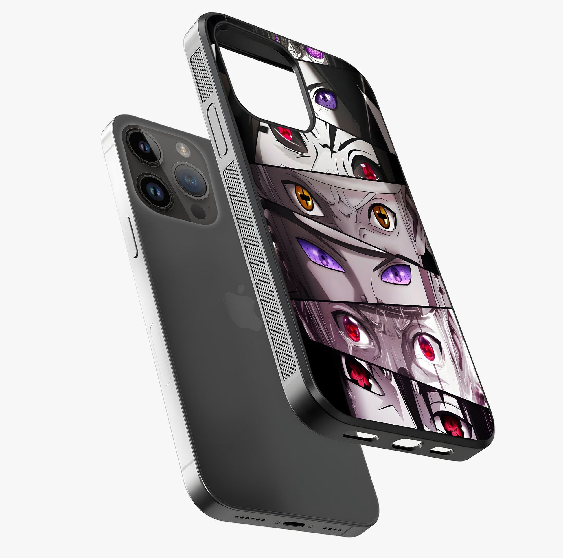 Eyes Of Destiny Glass Case laid diagonally highlighting side profile, edges and glossy glass shine.
