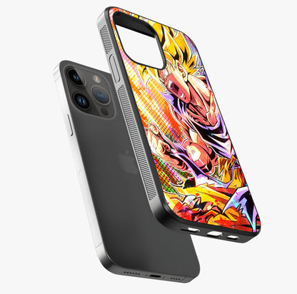 Firing Goku Glass Case laid diagonally highlighting side profile, edges and glossy glass shine.
