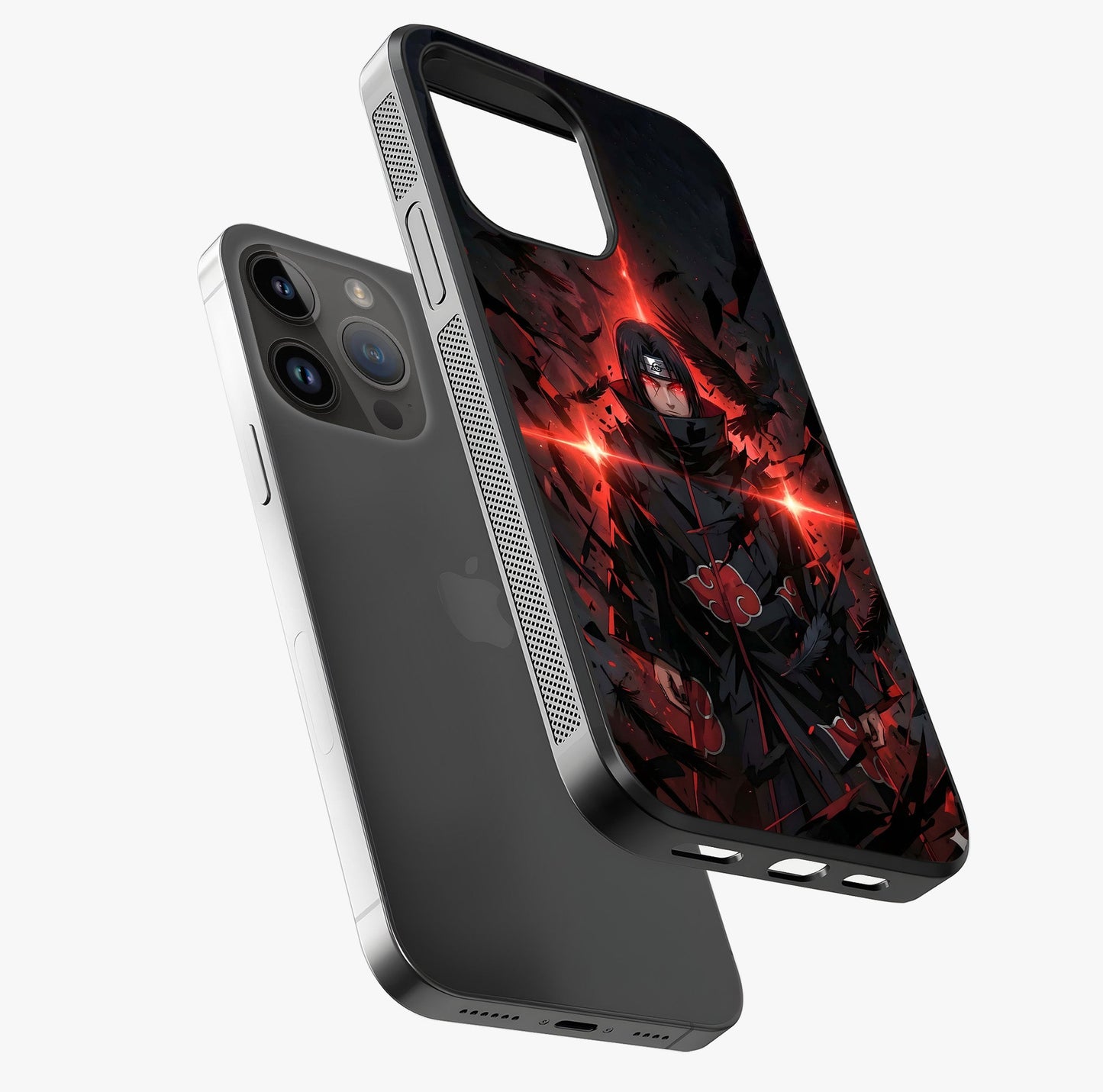Focused Blade Discipline Glass Case laid diagonally highlighting side profile, edges and glossy glass shine.
