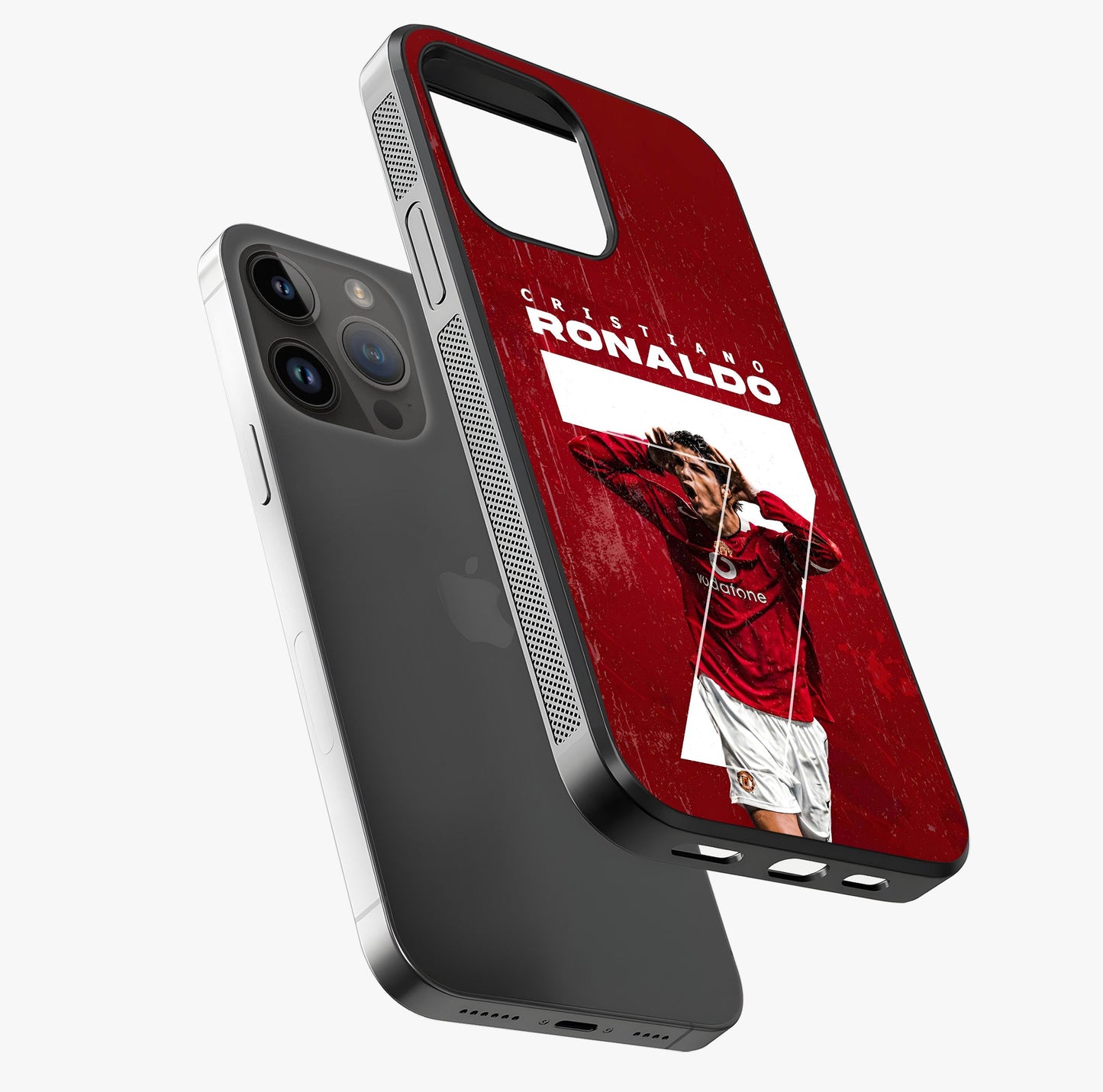 Goal Celebration Legacy Glass Case laid diagonally highlighting side profile, edges and glossy glass shine.