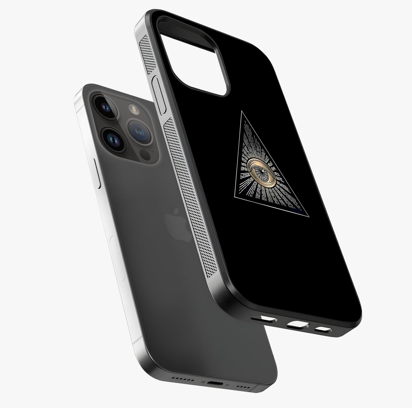 Illuminati Evil Glass Case laid diagonally highlighting side profile, edges and glossy glass shine.