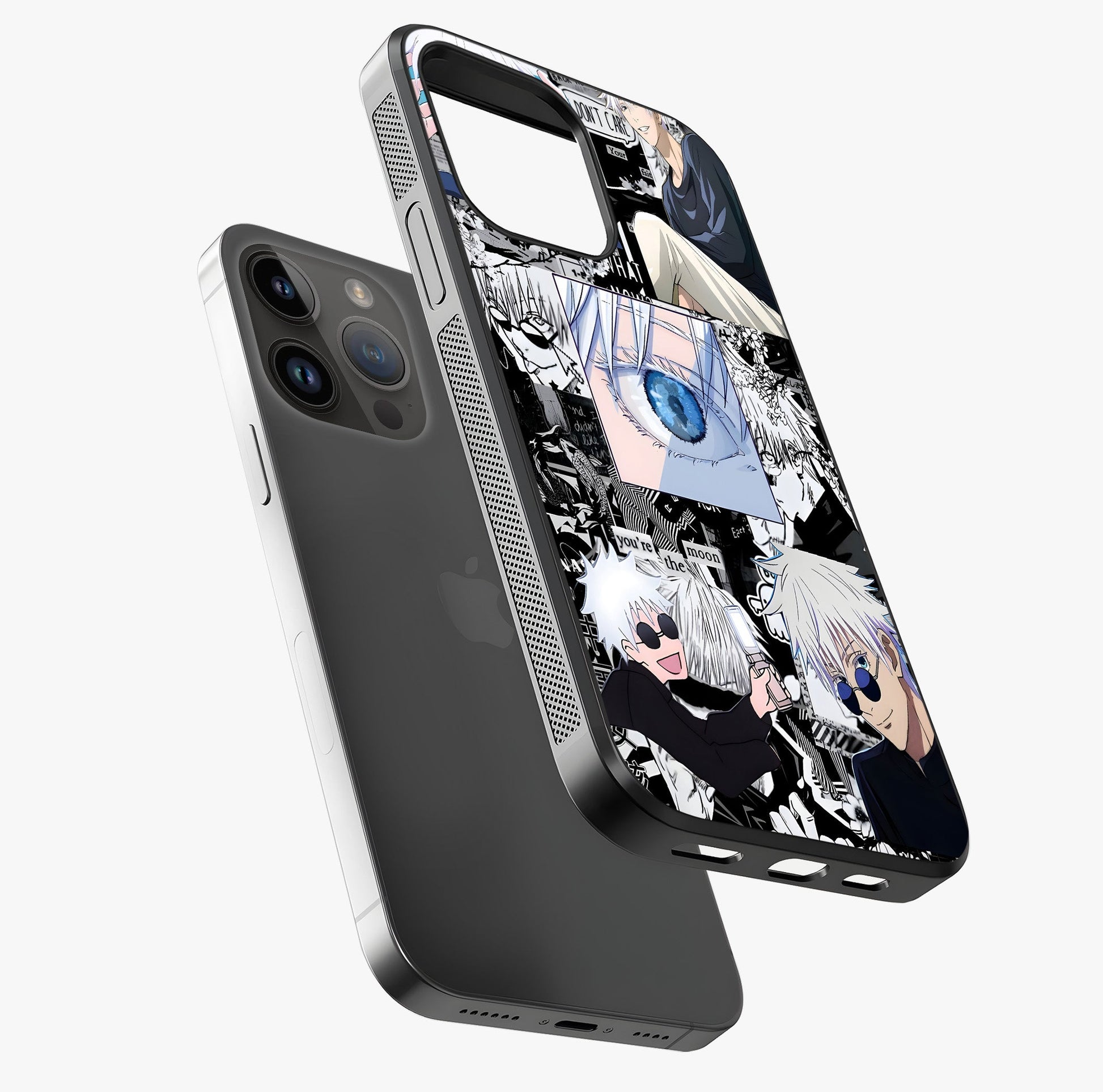 Infinity Sorcerer Chaos Glass Case laid diagonally highlighting side profile, edges and glossy glass shine.
