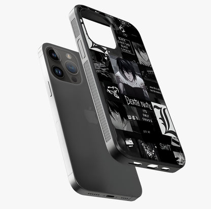 Midnight Chaos Mind Glass Case laid diagonally highlighting side profile, edges and glossy glass shine.