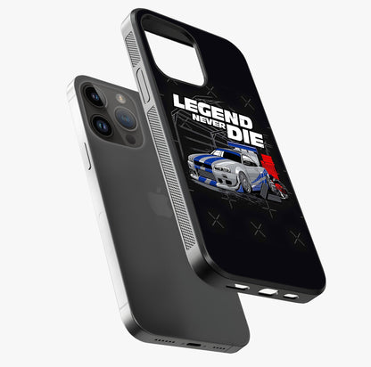 Midnight Racing Legacy Glass Case laid diagonally highlighting side profile, edges and glossy glass shine.