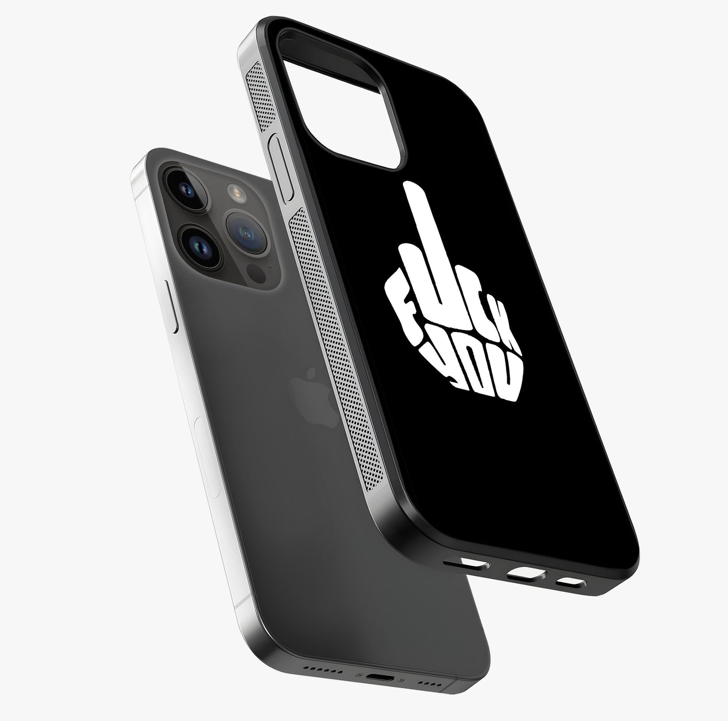Rebel Mode On Glass Case laid diagonally highlighting side profile, edges and glossy glass shine.