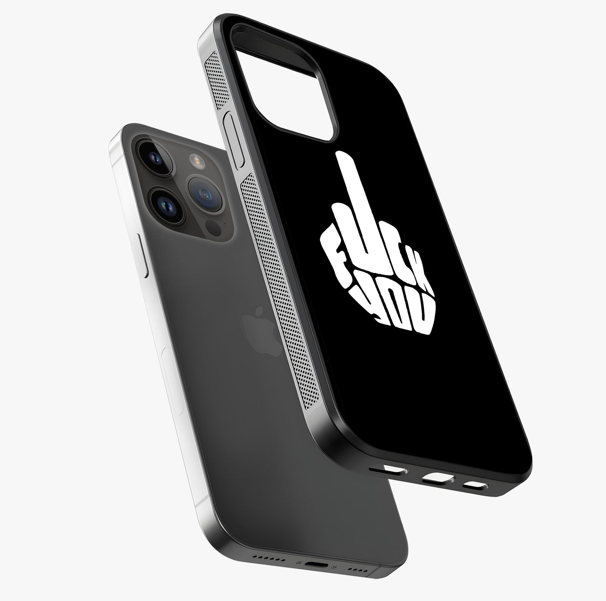 Rebel Mode On Glass Case laid diagonally highlighting side profile, edges and glossy glass shine.