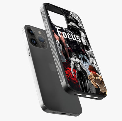 Relentless Power Focus Glass Case laid diagonally highlighting side profile, edges and glossy glass shine.