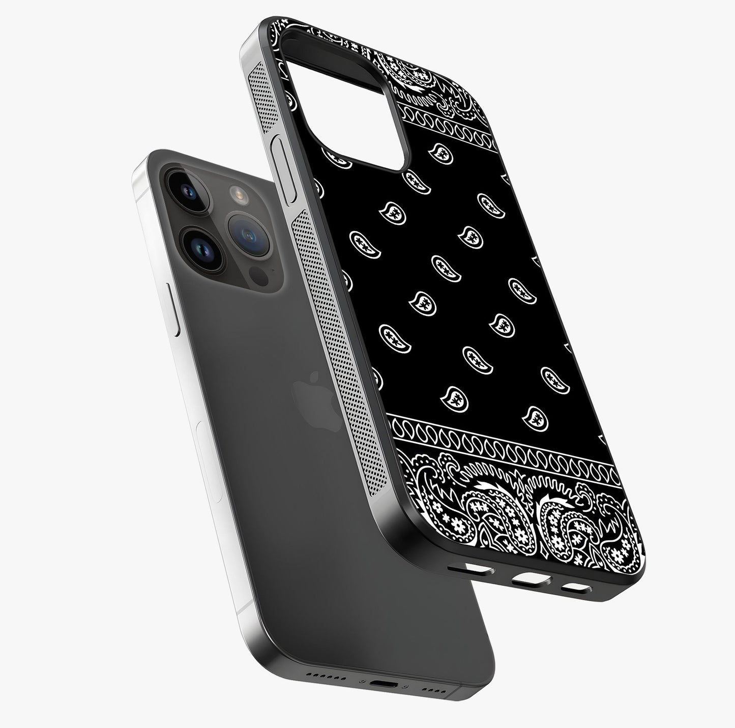 Retro Rebel Threads Glass Case laid diagonally highlighting side profile, edges and glossy glass shine.