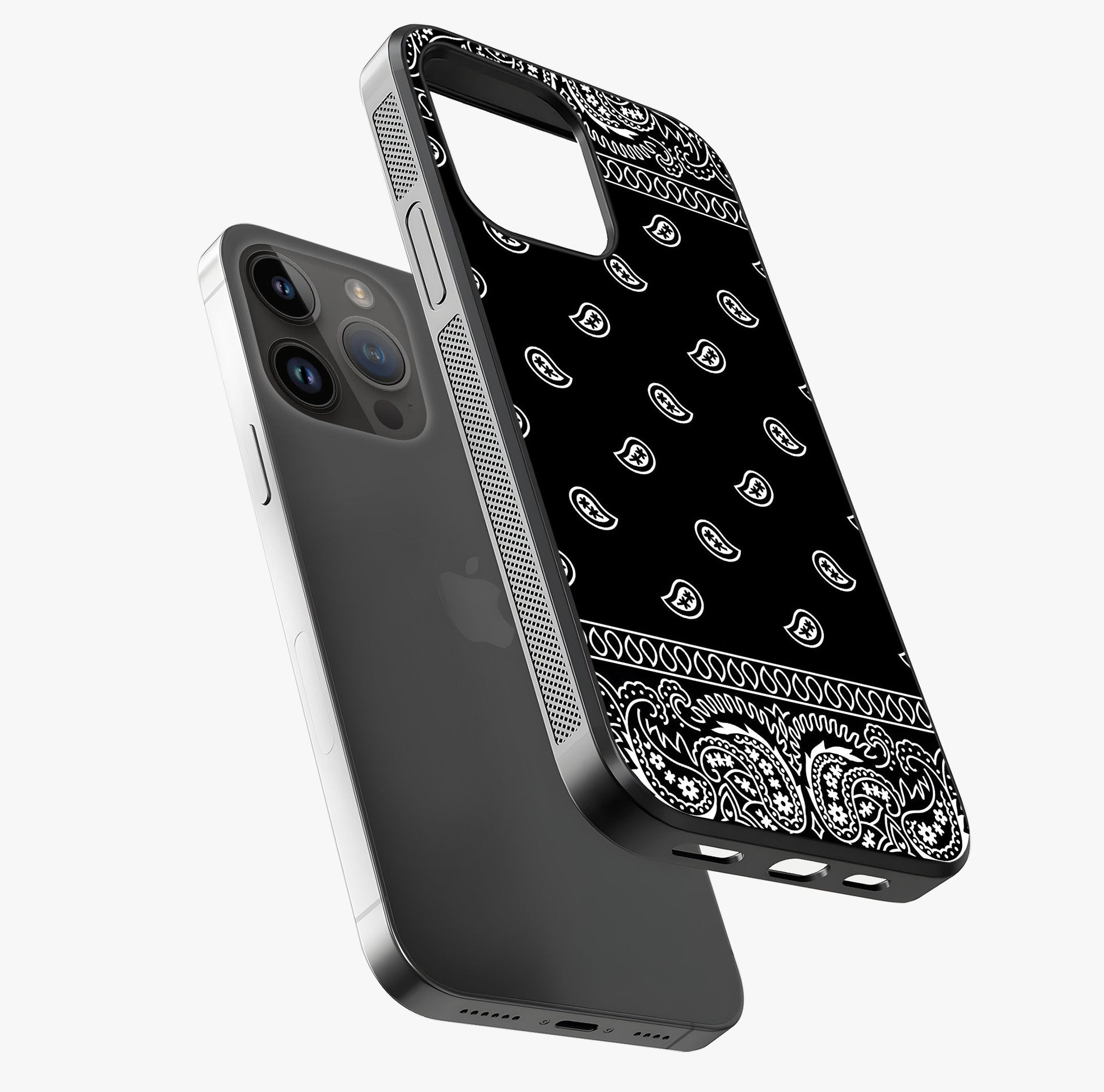 Retro Rebel Threads Glass Case laid diagonally highlighting side profile, edges and glossy glass shine.