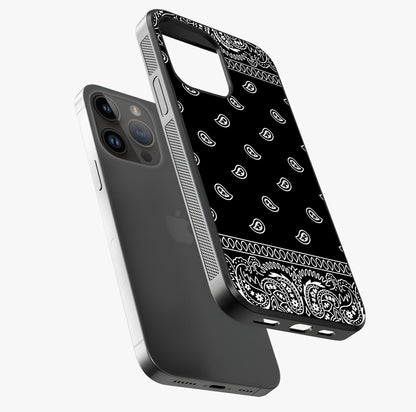 Retro Rebel Threads Glass Case laid diagonally highlighting side profile, edges and glossy glass shine.