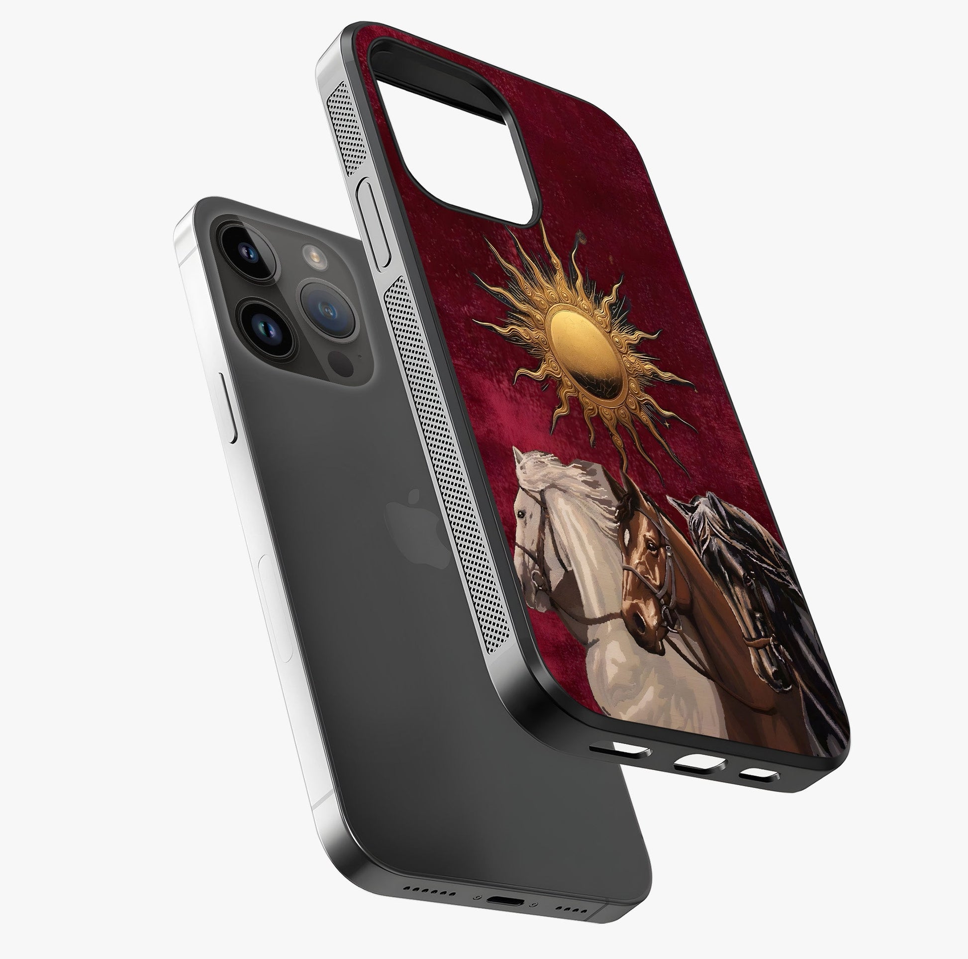 Solar Riders Glass Case laid diagonally highlighting side profile, edges and glossy glass shine.