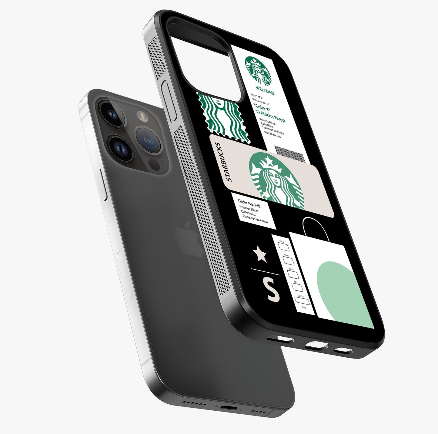 Starbucks Mocha Glass Case laid diagonally highlighting side profile, edges and glossy glass shine.