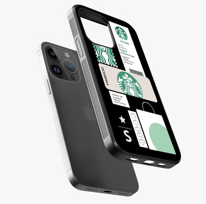 Starbucks Mocha Glass Case laid diagonally highlighting side profile, edges and glossy glass shine.