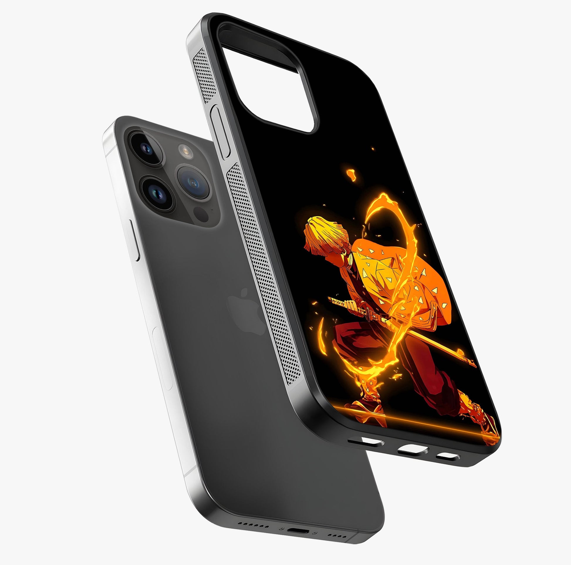 Thunder Flame Execution Glass Case laid diagonally highlighting side profile, edges and glossy glass shine.