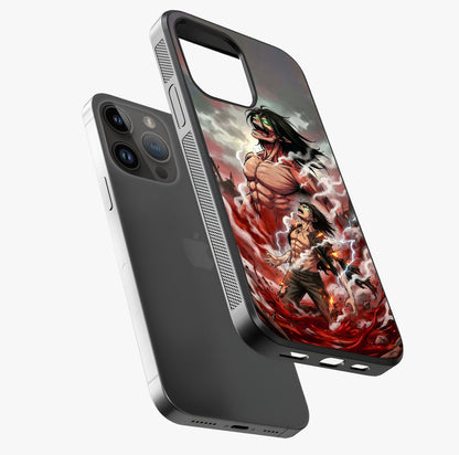 Titan Awakening Fury Glass Case laid diagonally highlighting side profile, edges and glossy glass shine.