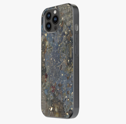 Aesthetic Astrolophia Glass Case photographed in natural light showing reflective finish and design depth.