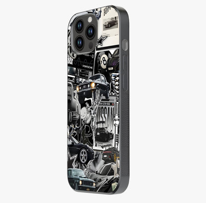 Aesthetic Dark Love Glass Case photographed in natural light showing reflective finish and design depth.