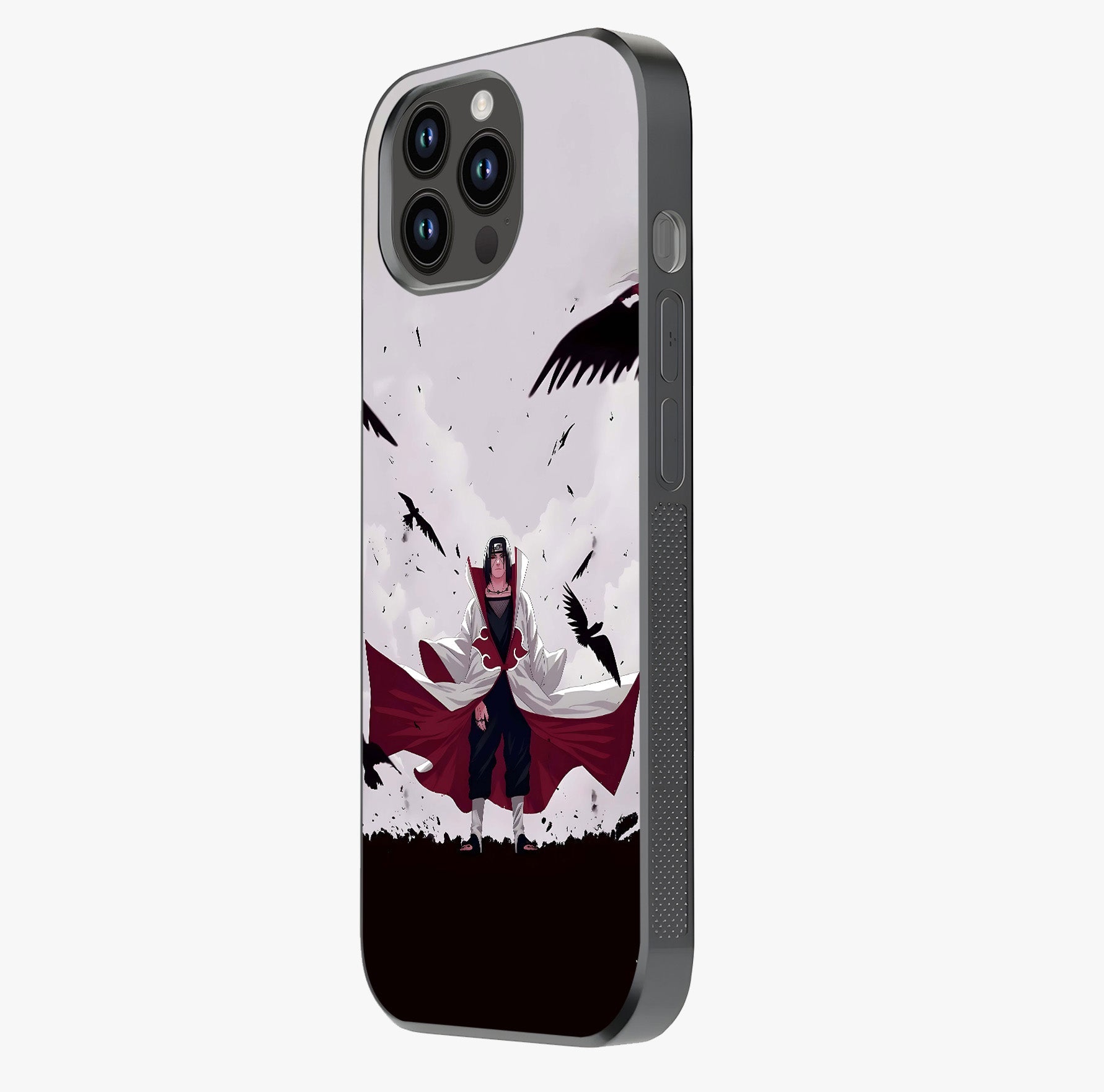 Crimson Crow Ascension Glass Case photographed in natural light showing reflective finish and design depth.