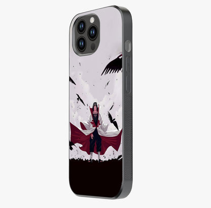 Crimson Crow Ascension Glass Case photographed in natural light showing reflective finish and design depth.