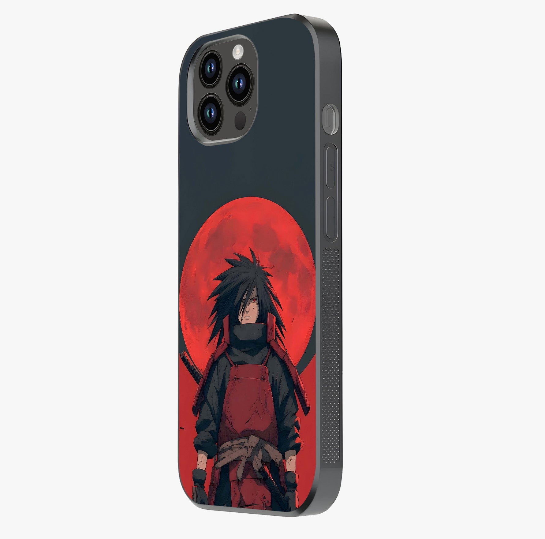 Crimson Moon Warlord Glass Case photographed in natural light showing reflective finish and design depth.