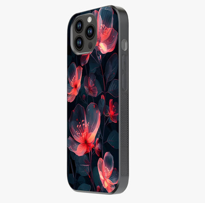 Dark Shade Of Flower Glass Case photographed in natural light showing reflective finish and design depth.