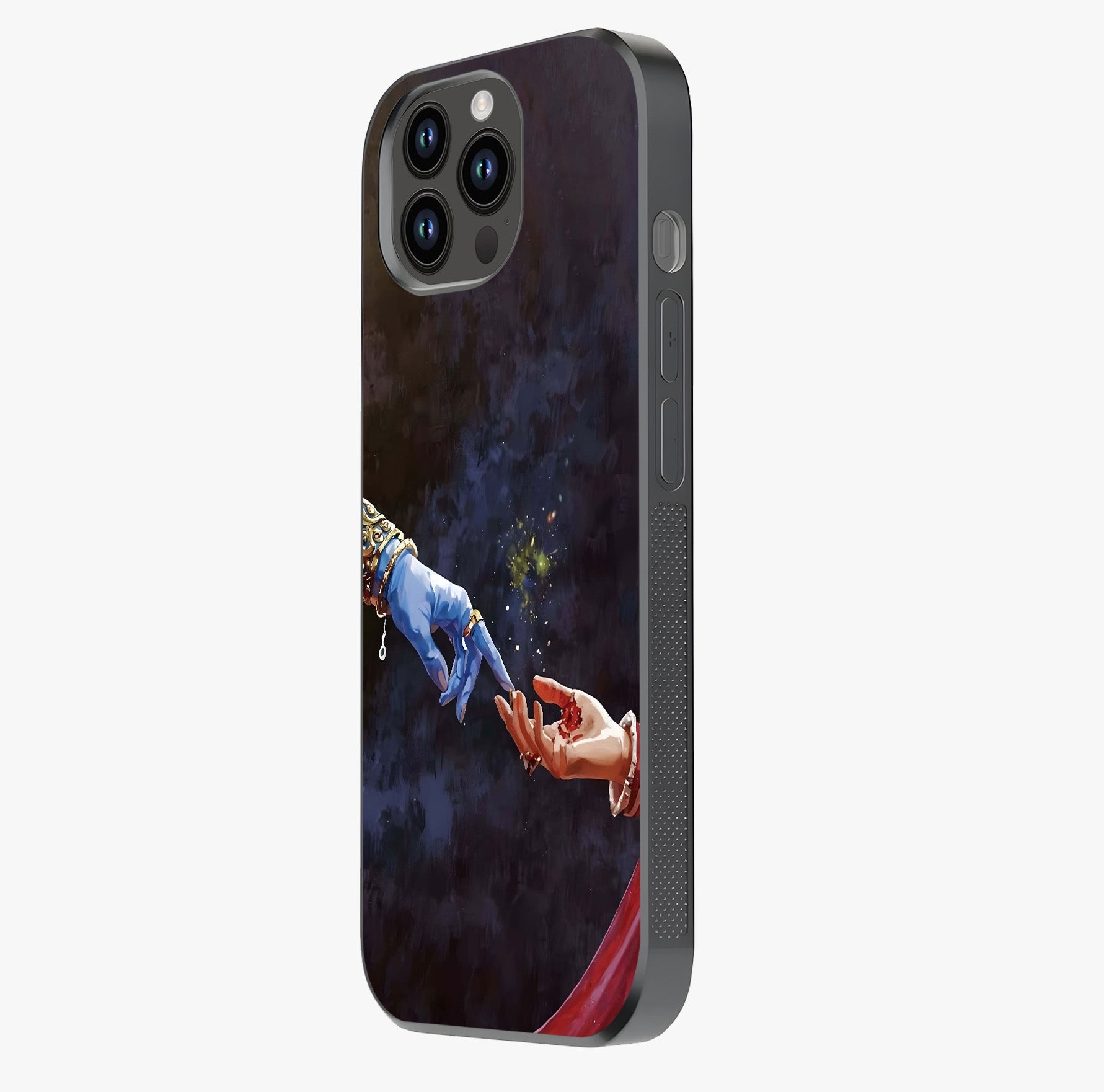 Divine Touch Eternal Glass Case photographed in natural light showing reflective finish and design depth.