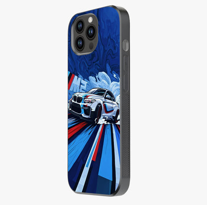 Drift Power Rush Glass Case photographed in natural light showing reflective finish and design depth.