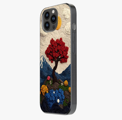 Eternal Nature Tapestry Glass Case photographed in natural light showing reflective finish and design depth.