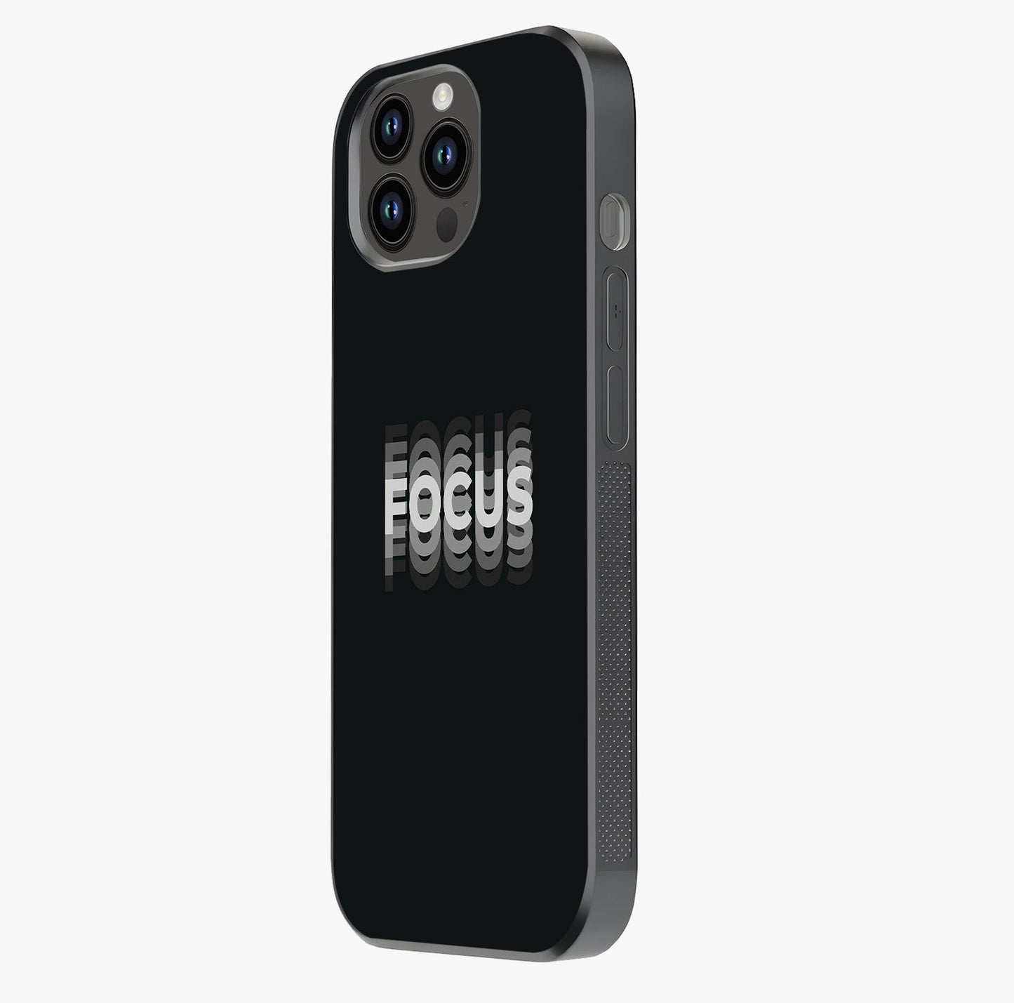 Focus Mode On Glass Case photographed in natural light showing reflective finish and design depth.
