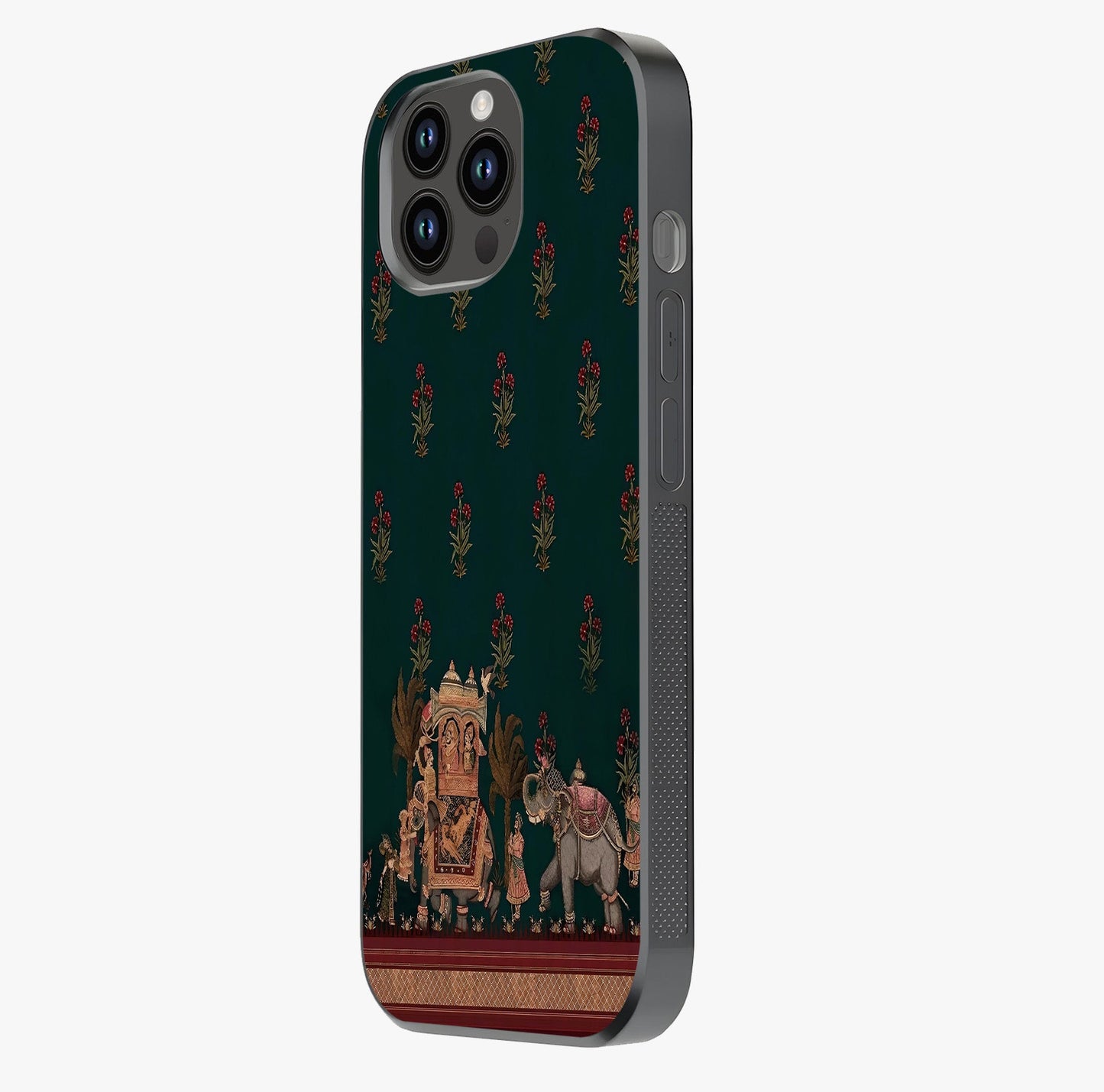 Macmerise Glass Case photographed in natural light showing reflective finish and design depth.