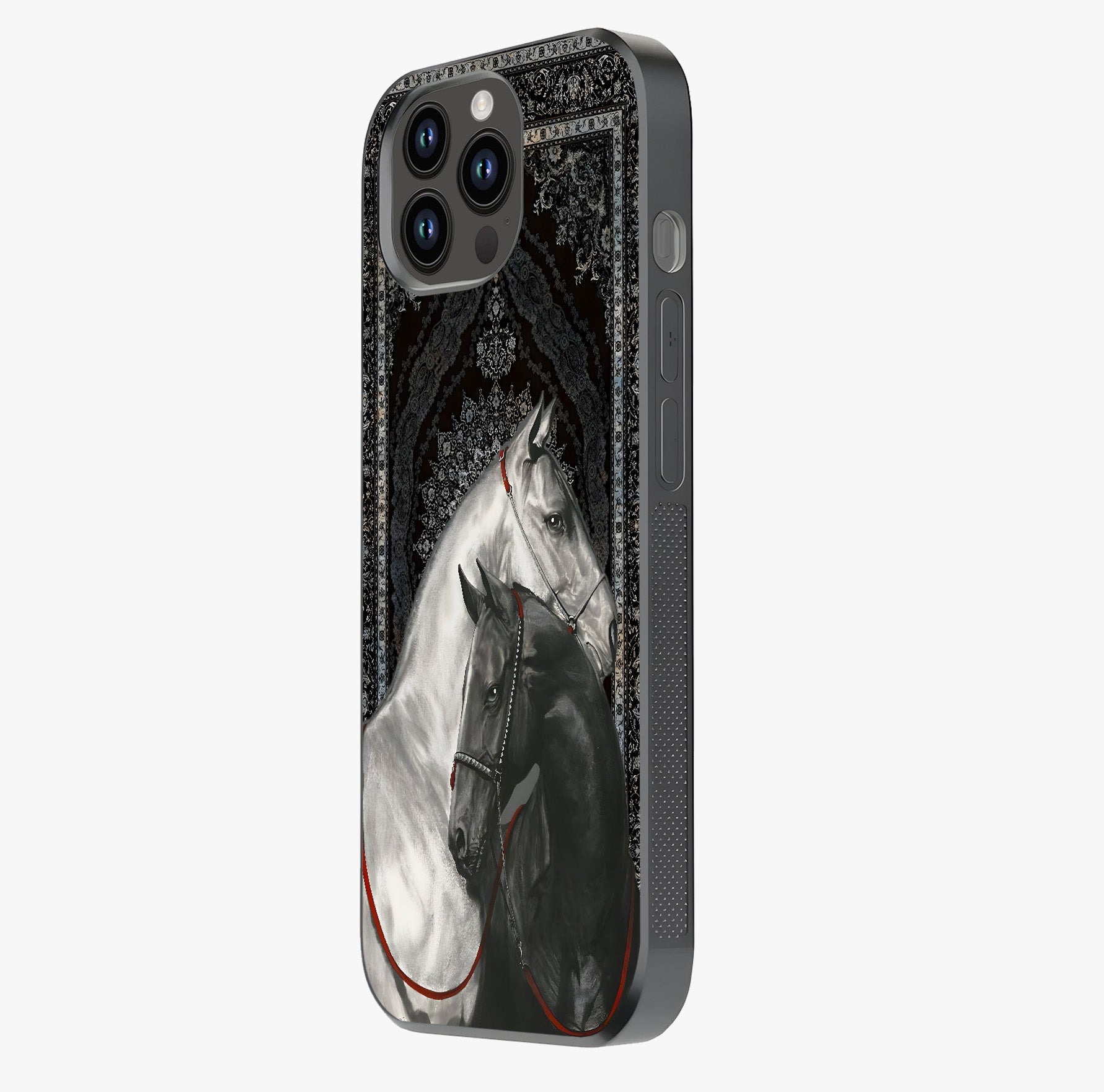 Majestic Ride Legacy Glass Case photographed in natural light showing reflective finish and design depth.
