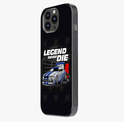 Midnight Racing Legacy Glass Case photographed in natural light showing reflective finish and design depth.