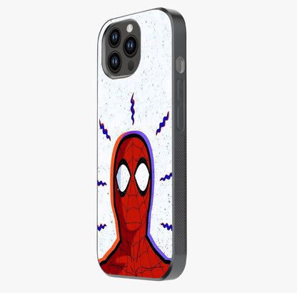 Omg Spiderman Glass Case photographed in natural light showing reflective finish and design depth.